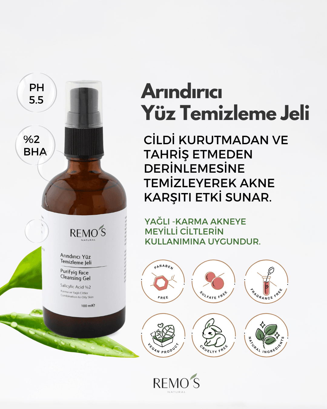 Salisilik Asitli(BHA) Arındırıcı Yüz Temizleme Jeli (%2 Bha) / Purfying Face Cleansing Gel 100 ml