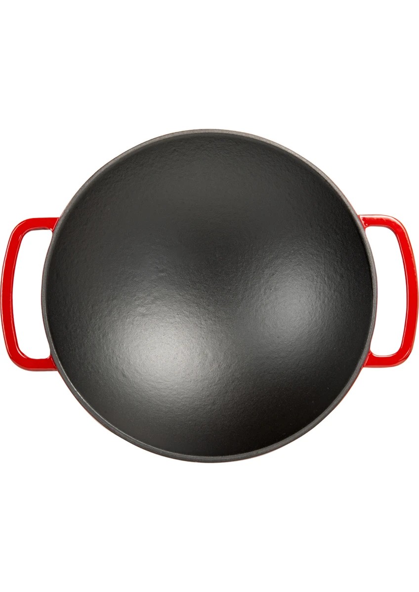 Sürel Döküm Wok Tava 35cm - Kırmızı