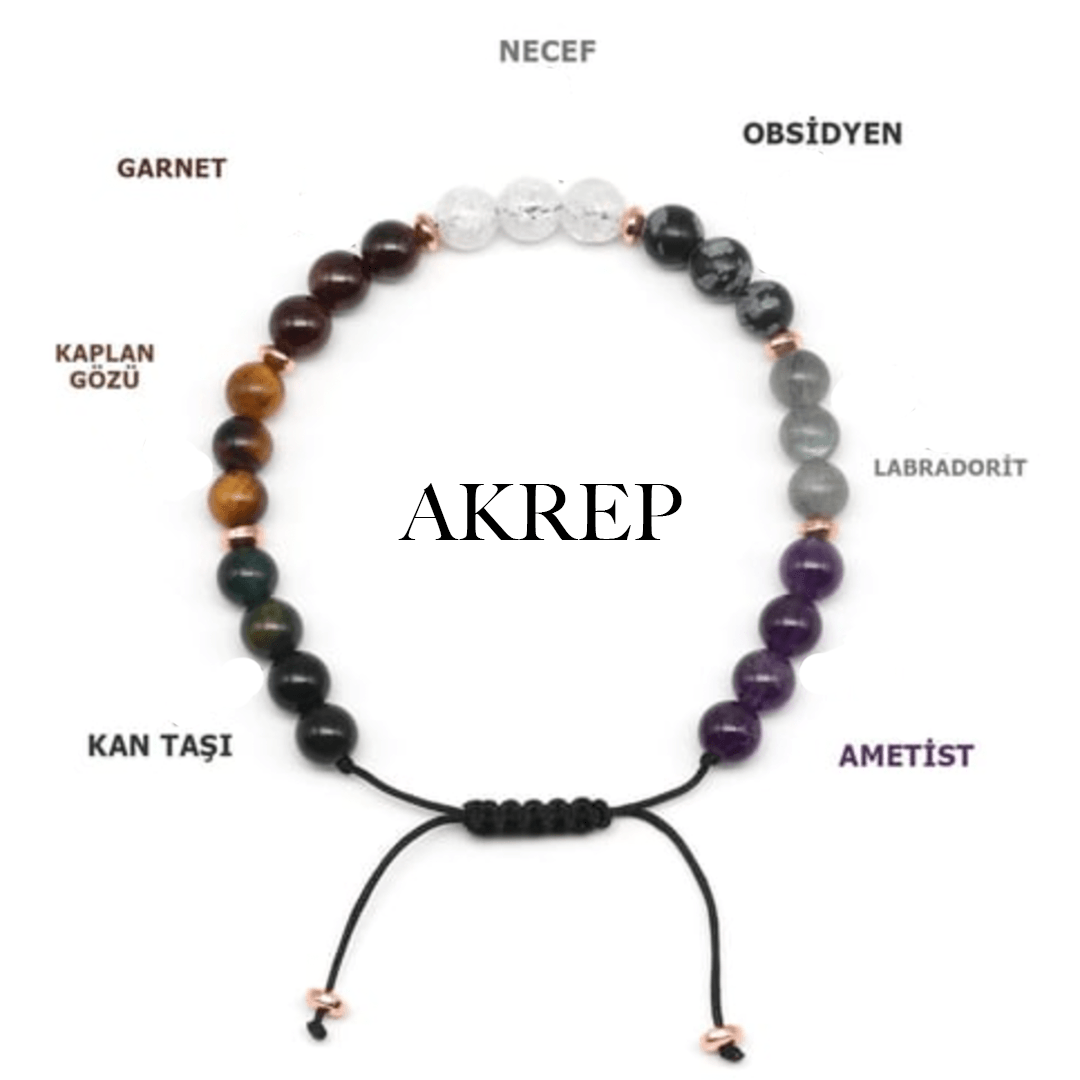 Akrep Burcu Doğal Taş Bilekliği