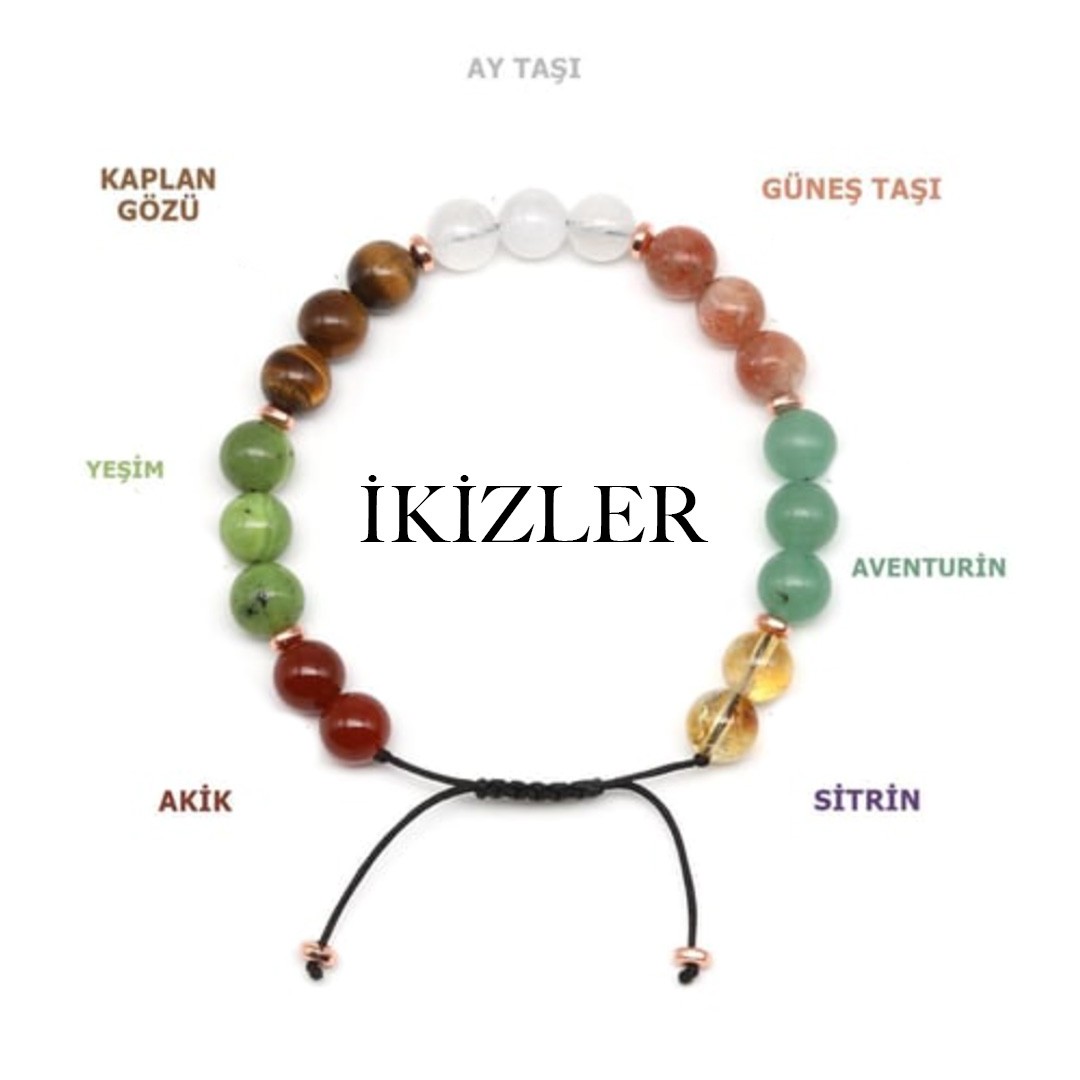 İkizler Burcu Doğal Taş Bilekliği