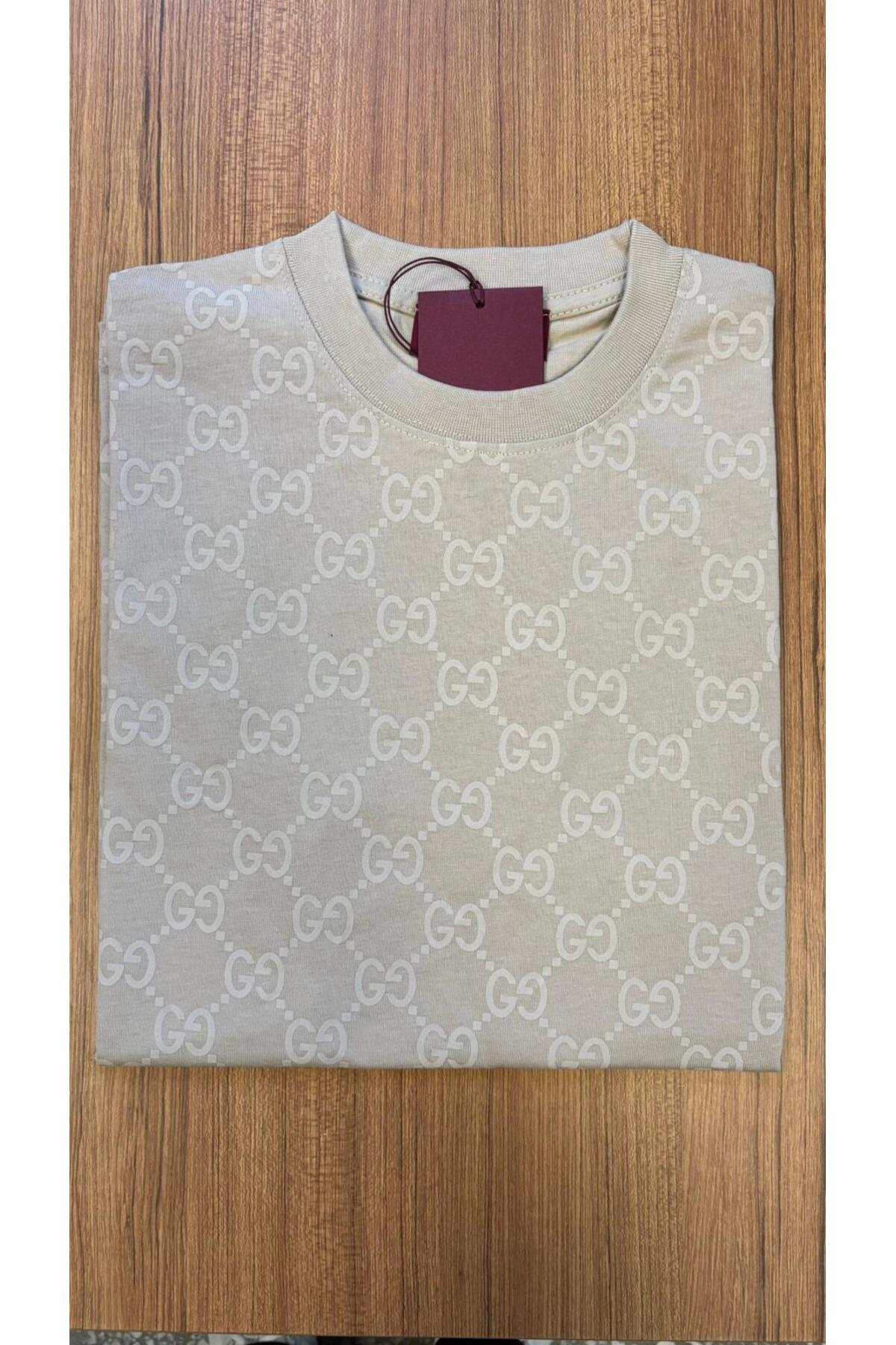 Erkek - Kadın Unisex Ön-Arka Baskılı Özel Tasarım T-shırt - Bej