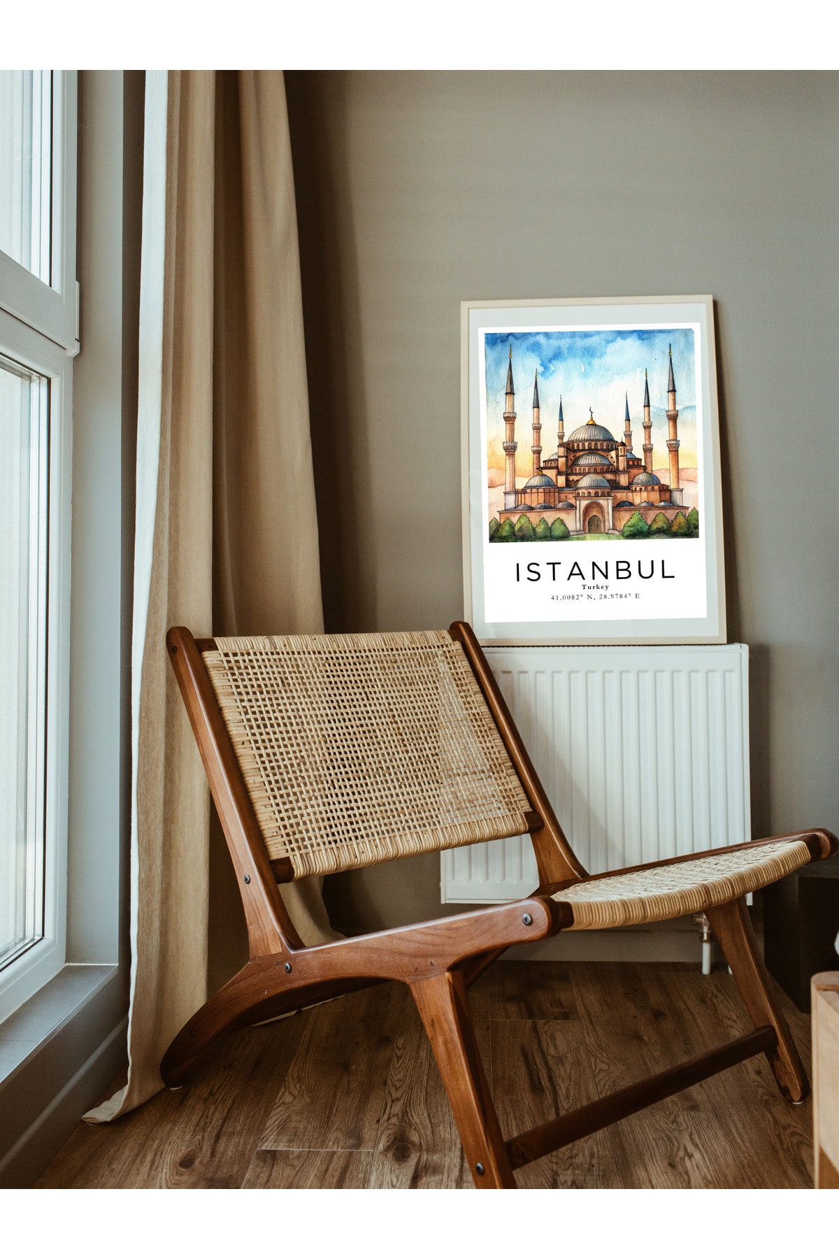İstanbul Sulu Boya Tasarım  Dekoratif Çerçevesiz Duvar Tablosu (POSTER)