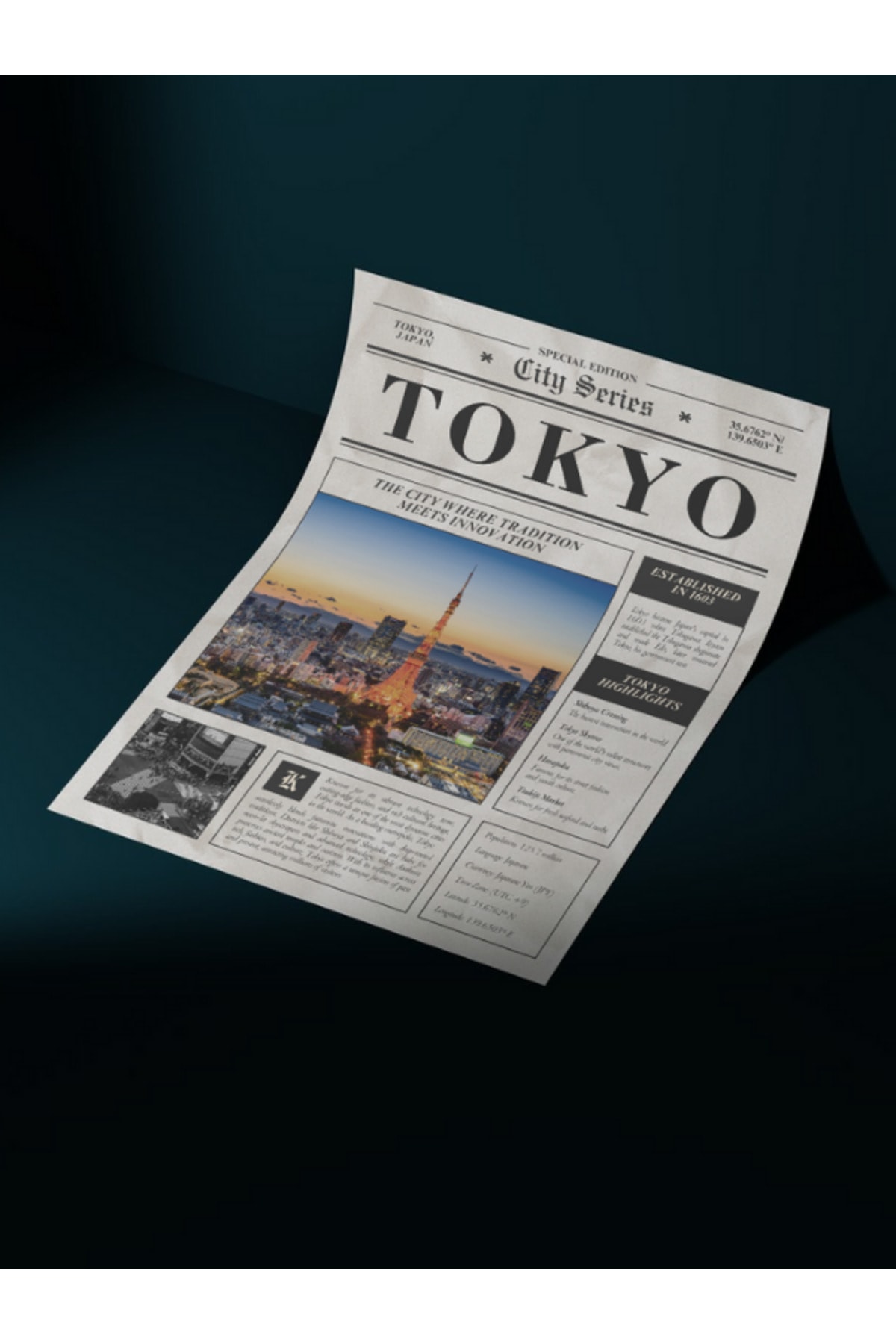 Tokyo Gazete Tasarım Pinterest Dekoratif Çerçevesiz Duvar Tablosu (POSTER)