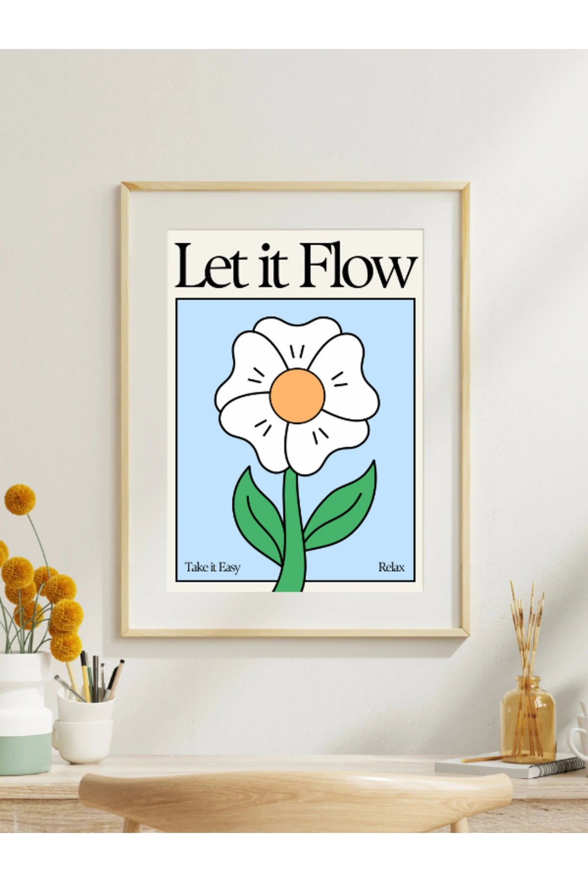 Let It Flow Dekoratif Çerçevesiz Duvar Tablosu (POSTER) Pinterest İllüstrasyon Tasarım