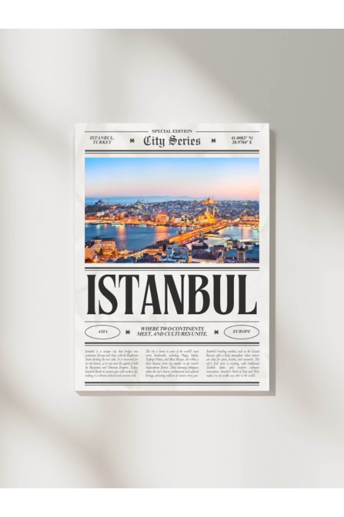 İstanbul Gazetesi Dekoratif Çerçevesiz Duvar Tablosu Pinterest Tasarım (POSTER)