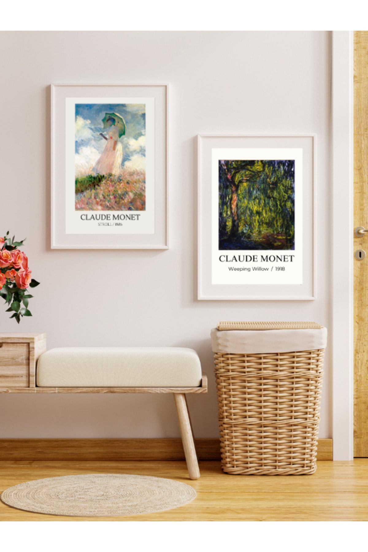 Dekoratif Çerçevesiz Duvar Tablosu , Claude Monet Gezinti Eseri Poster , Ressam Tabloları