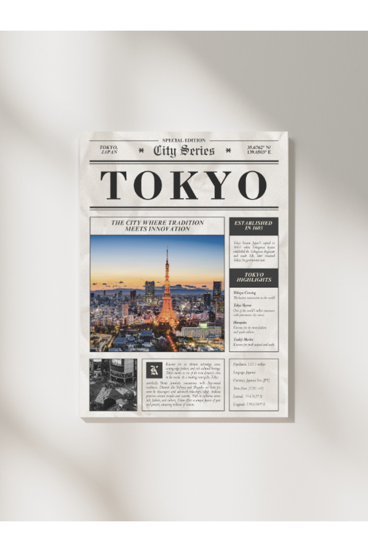 Tokyo Gazete Tasarım Pinterest Dekoratif Çerçevesiz Duvar Tablosu (POSTER)