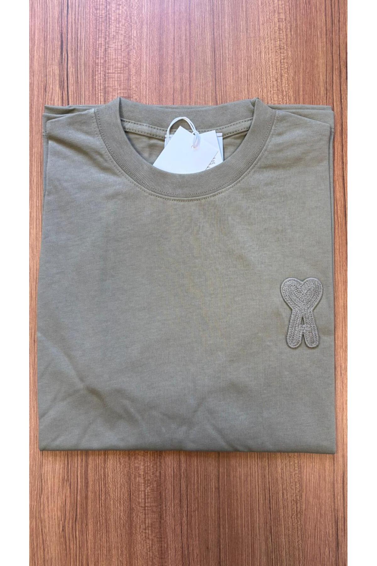 Erkek - Kadın Unisex "A" Özel Nakış Tasarım T-shirt - açik yeşi̇l