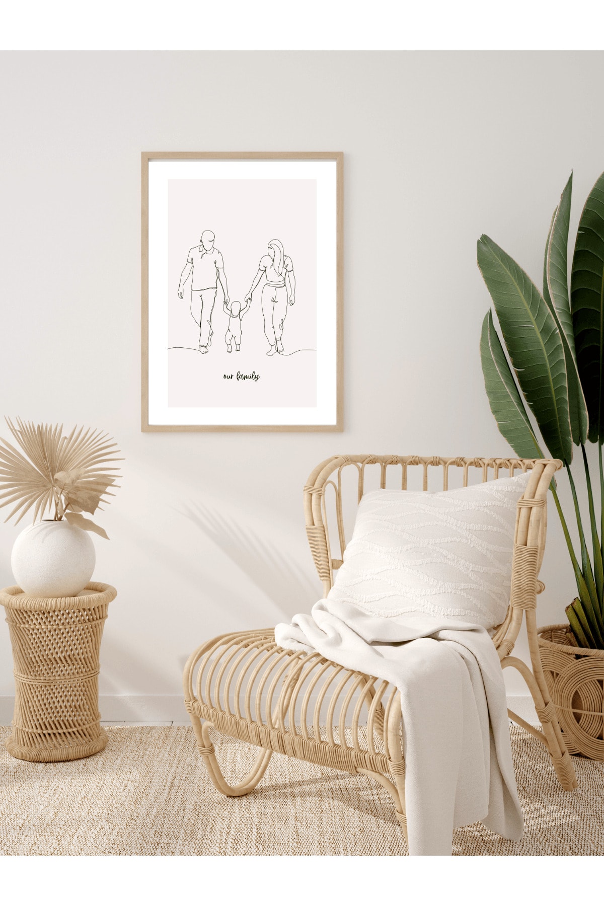 Ailemiz Our Family Minimalist Tasarım Dekoratif Çerçevesiz Duvar Tablosu (POSTER)