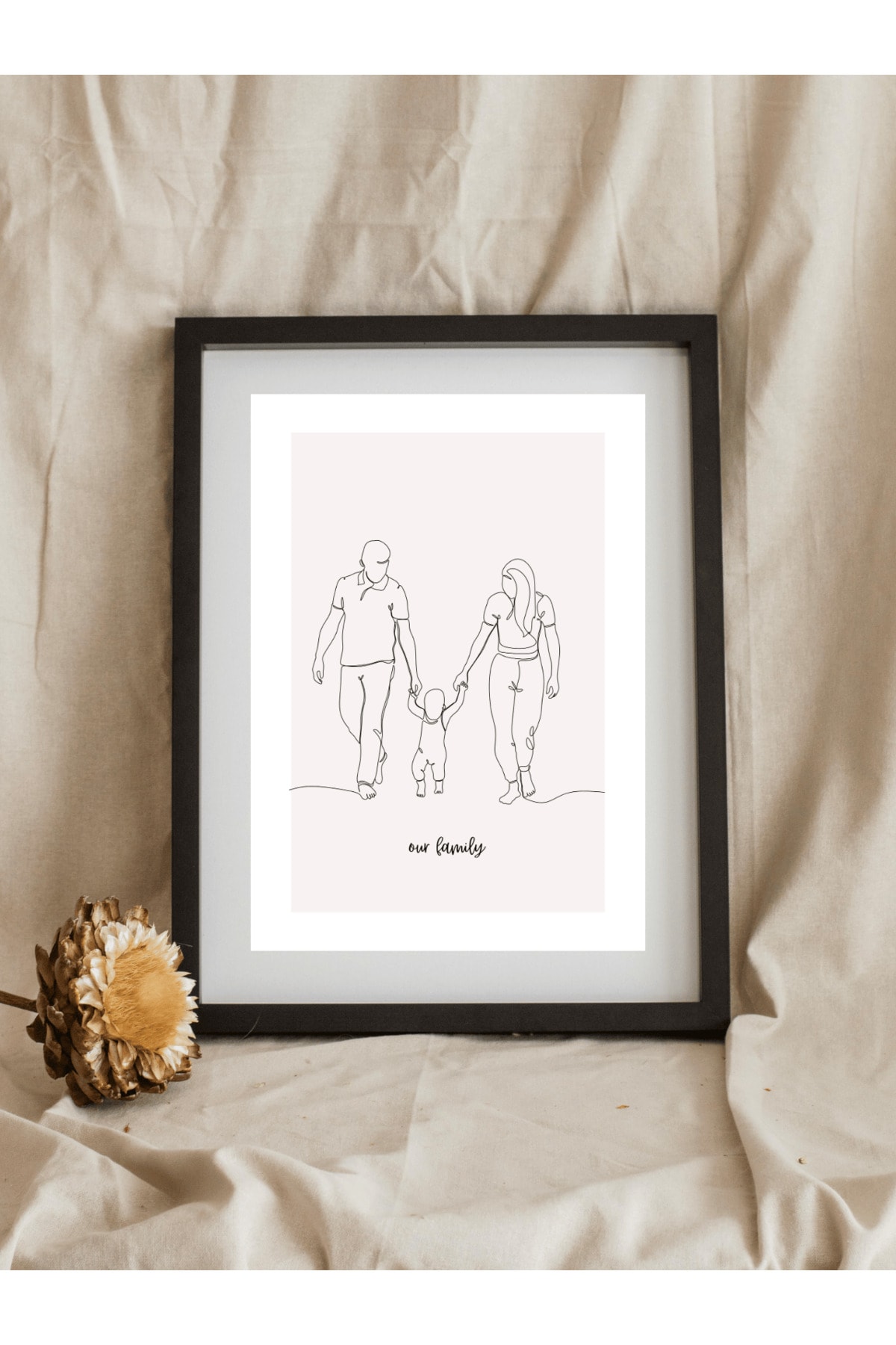 Ailemiz Our Family Minimalist Tasarım Dekoratif Çerçevesiz Duvar Tablosu (POSTER)