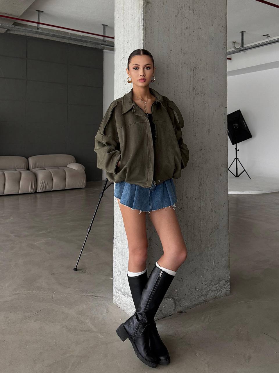 Süet Ceket Apoletli Astarlı JS25100 (Suni Süet)