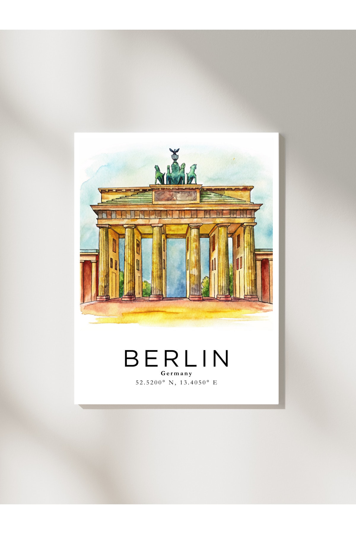 Berlin Almanya Sulu Boya Tasarım  Dekoratif Çerçevesiz Duvar Tablosu (POSTER) Şehir Serisi