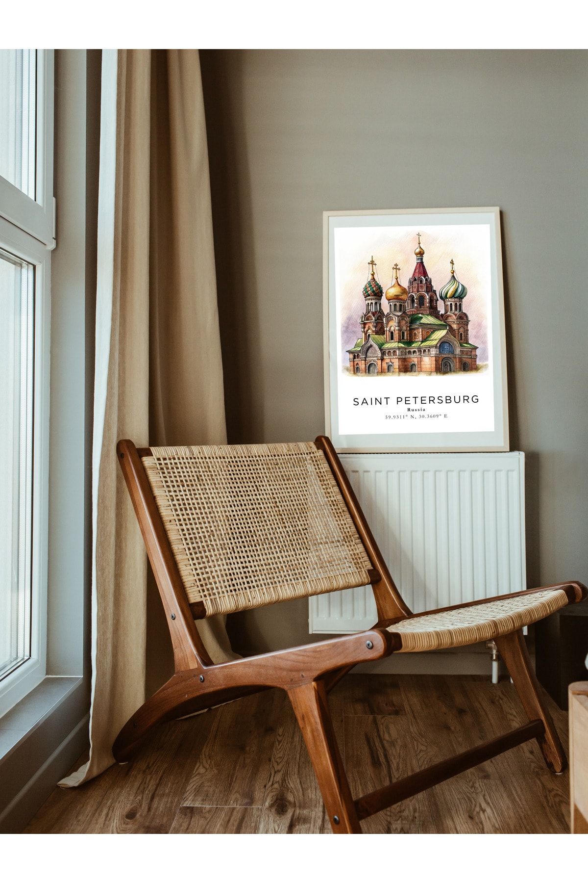 St. Petersburg Rusya Sulu Boya Tasarım  Dekoratif Çerçevesiz Duvar Tablosu (POSTER) Şehir Serisi