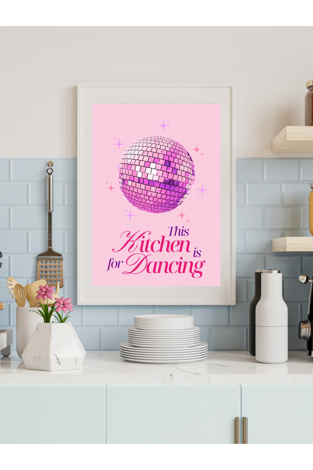 This Kitchen Is For Dancing Tasarım Dekoratif Çerçevesiz Duvar Tablosu (POSTER)