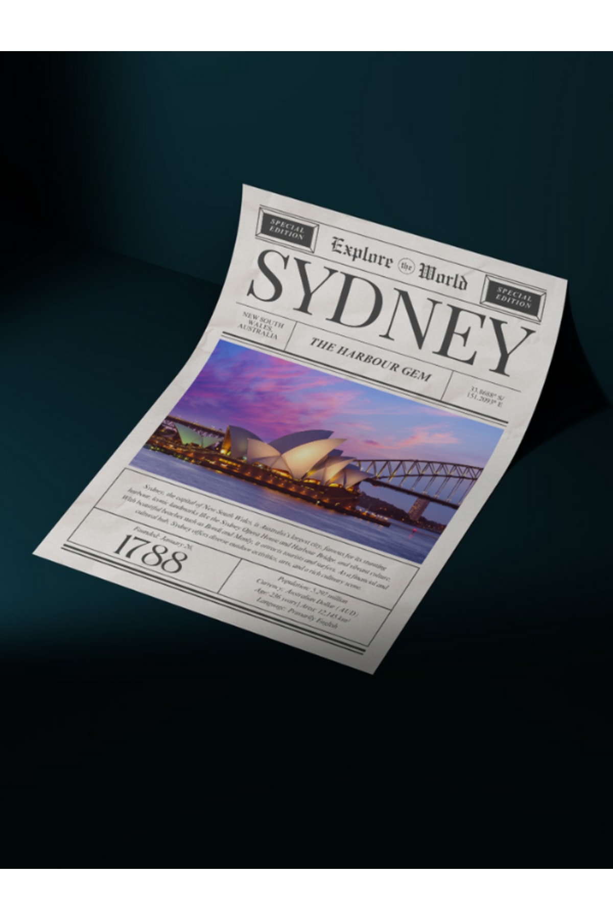 Sidney Gazete Tasarım Pinterest  Dekoratif Çerçevesiz Duvar Tablosu (POSTER)