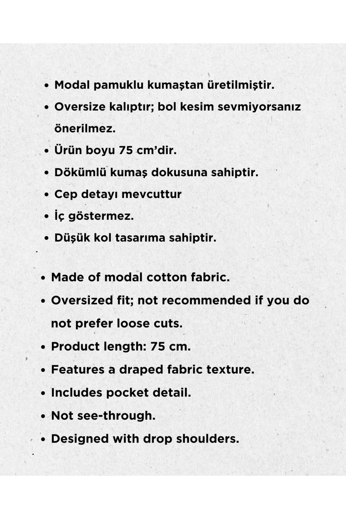 KADIN OVERSIZE MODAL GÖMLEK 75 CM