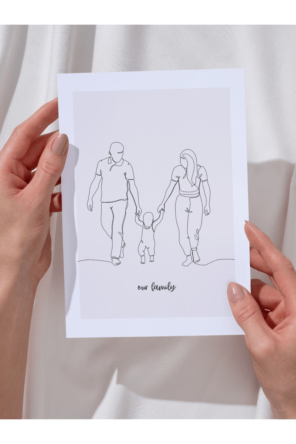 Ailemiz Our Family Minimalist Tasarım Dekoratif Çerçevesiz Duvar Tablosu (POSTER)