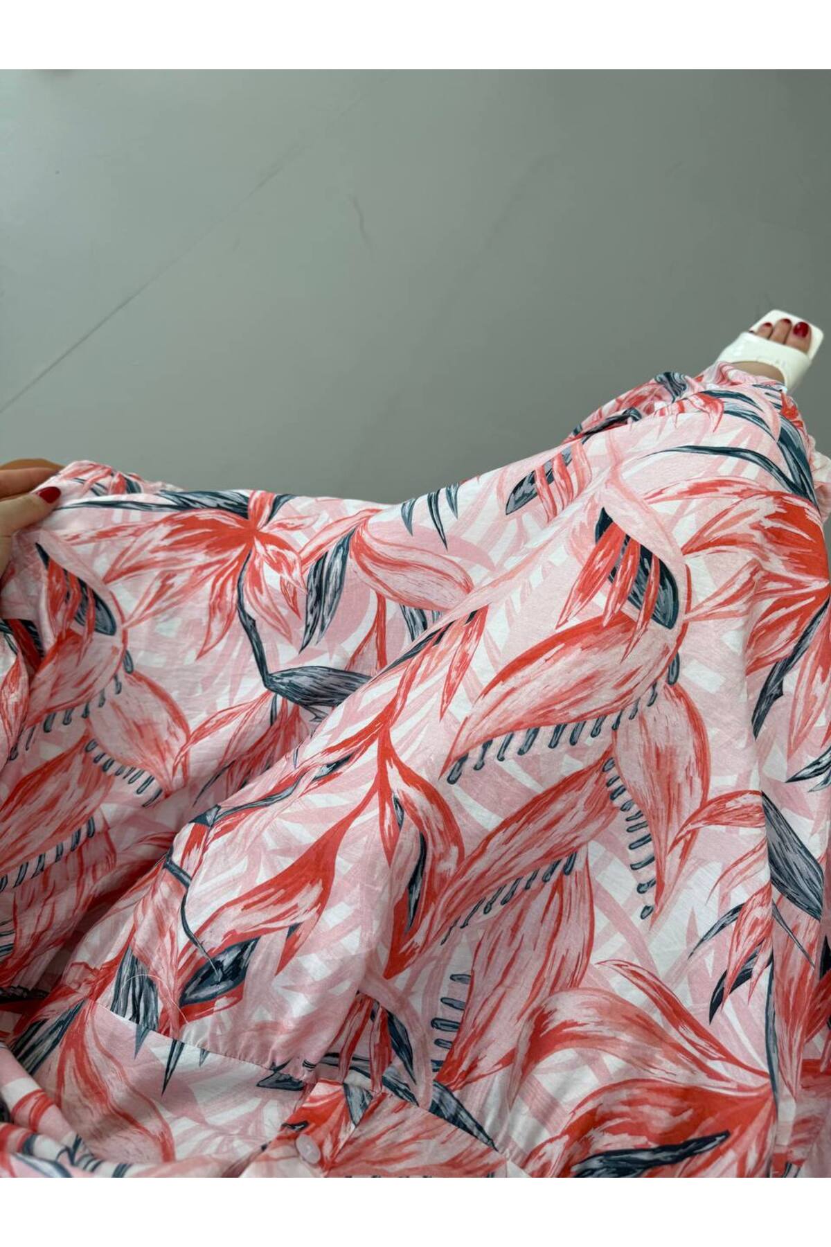 Kadın Tesettür Elbise Modal Kumaş Çiçek Desenli Elbise