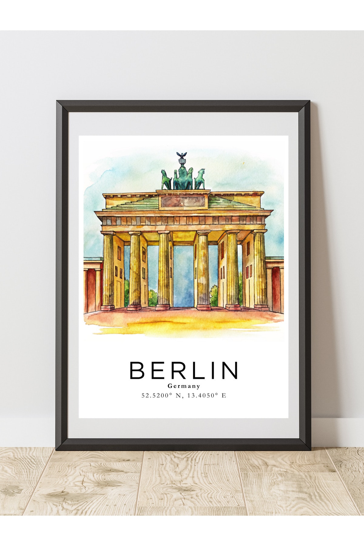 Berlin Almanya Sulu Boya Tasarım  Dekoratif Çerçevesiz Duvar Tablosu (POSTER) Şehir Serisi