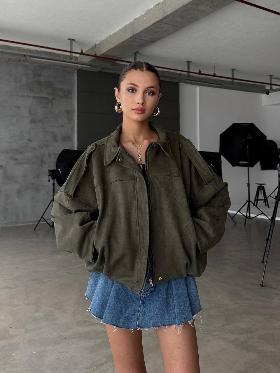 Süet Ceket Apoletli Astarlı JS25100 (Suni Süet)