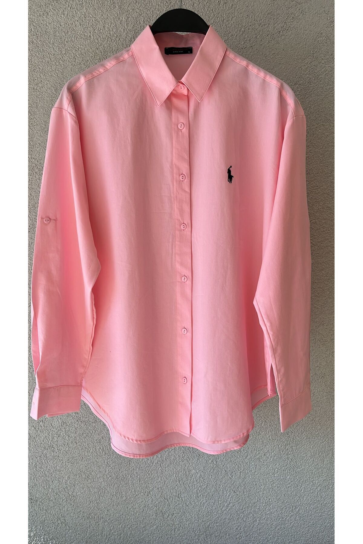 KADIN POPLİN NAKIŞ DETAYLI GÖMLEK 75 CM (%100 PAMUK) - Pembe