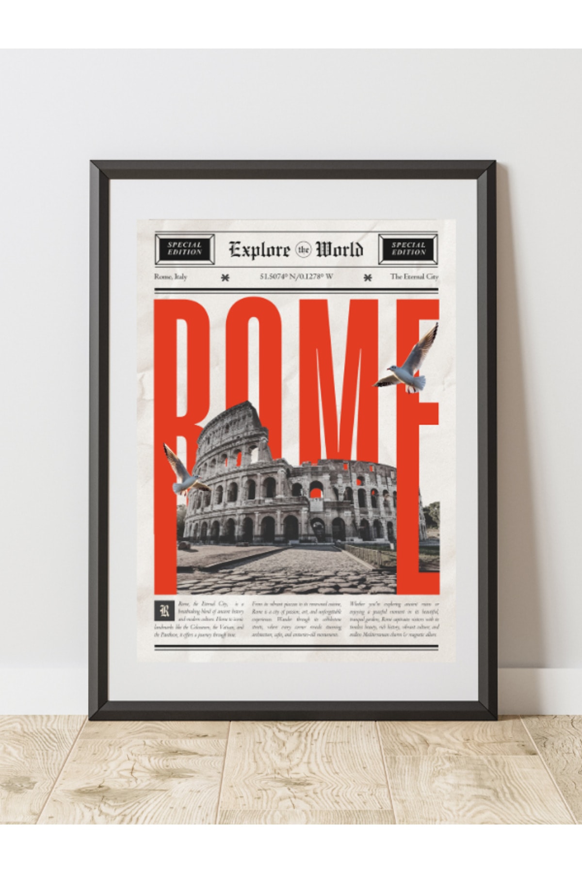 Rome Gazete Tasarım Pinterest  Dekoratif Çerçevesiz Duvar Tablosu (POSTER)