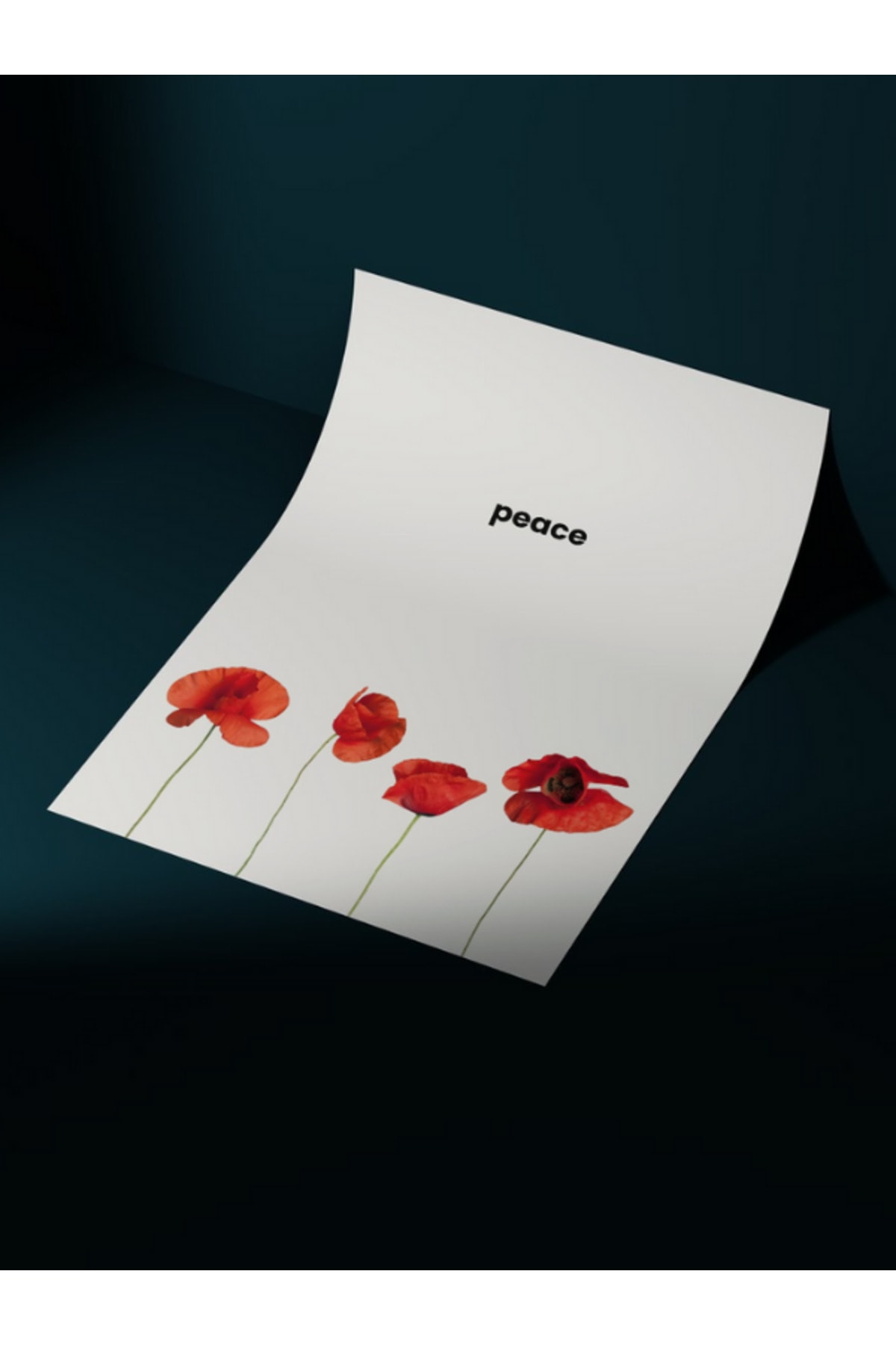 Peace - Huzur Çiçek Desenli Dekoratif Çerçevesiz Duvar Tablosu (Poster)