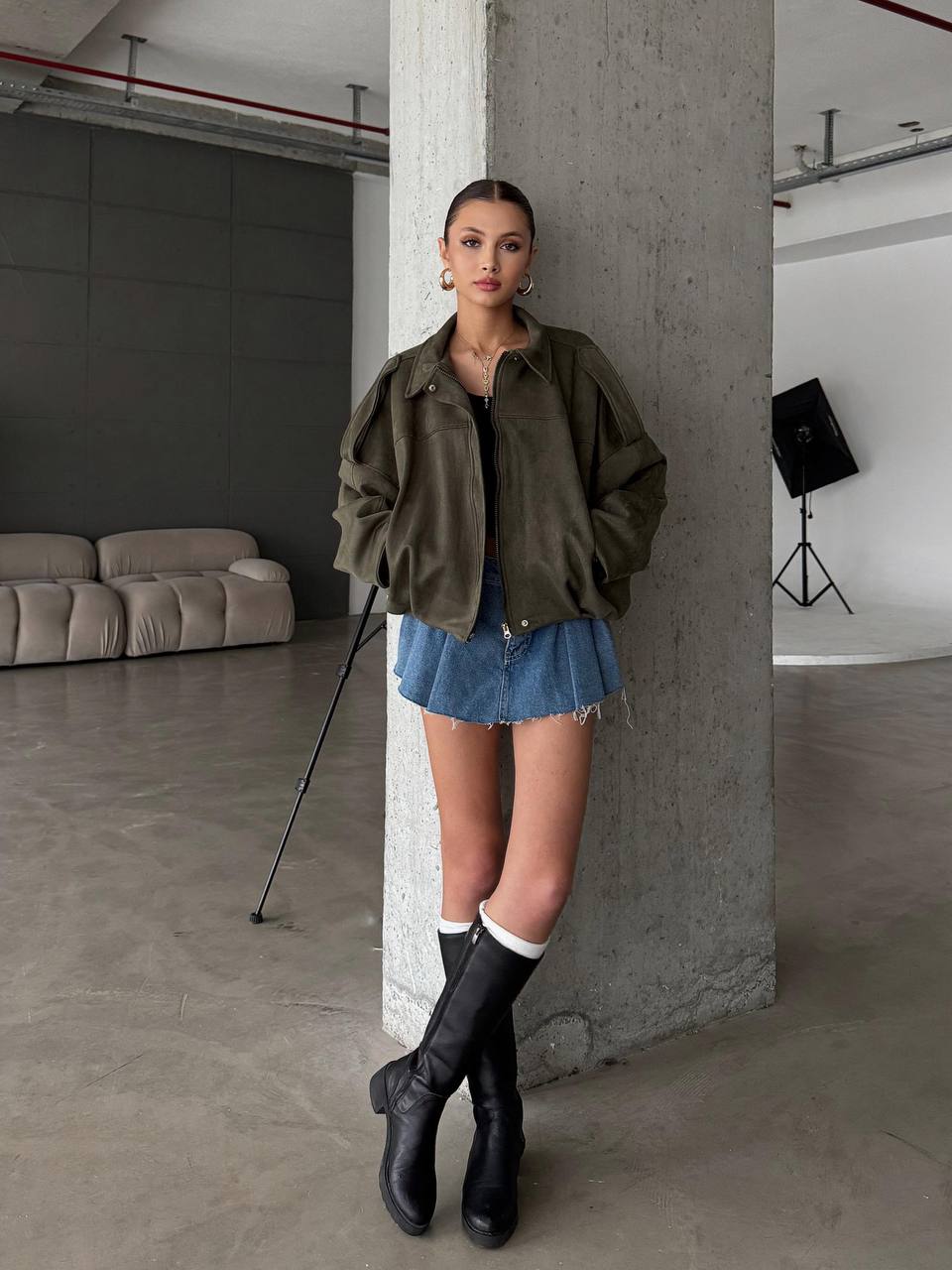 Süet Ceket Apoletli Astarlı JS25100 (Suni Süet)