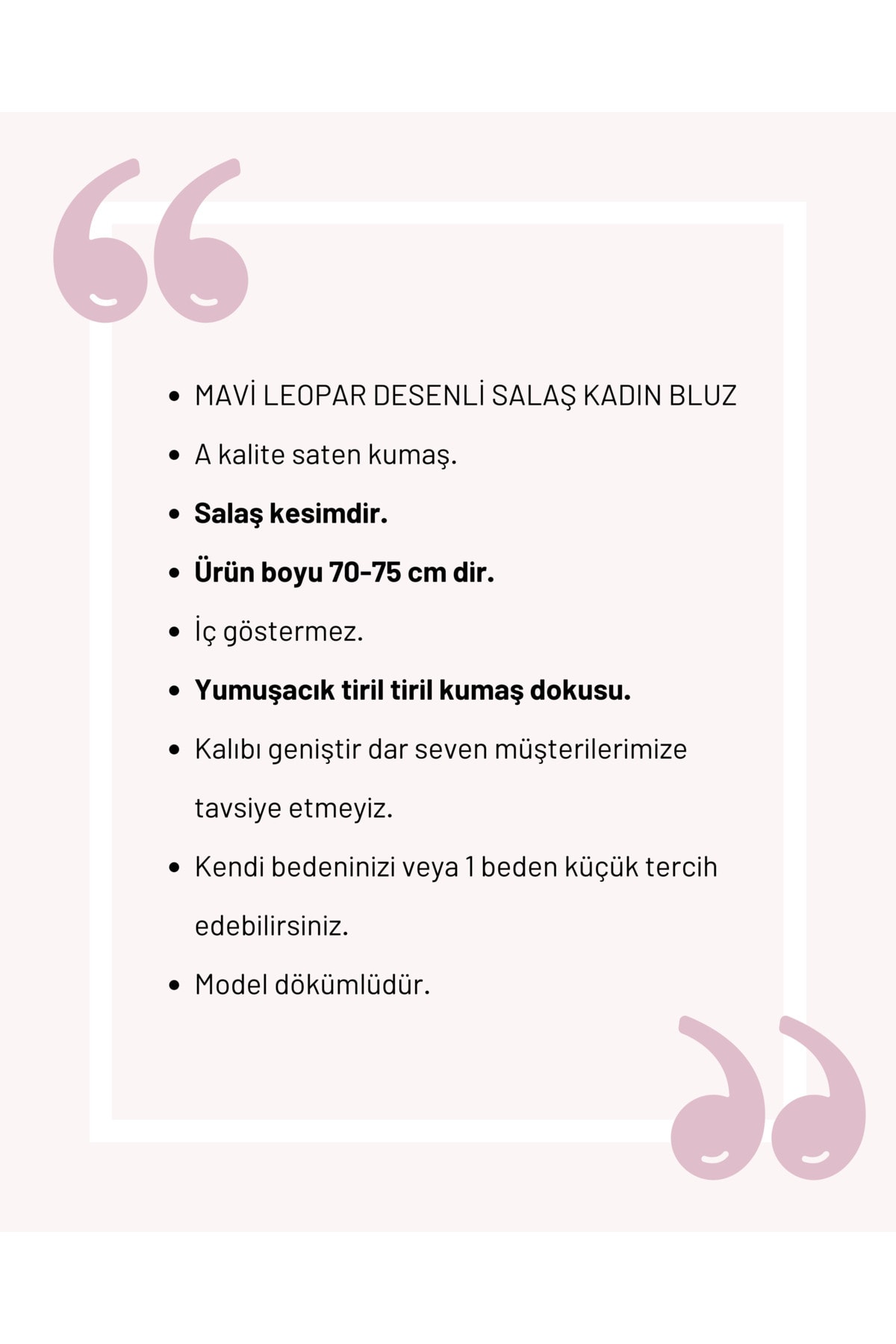 Leopar Saten Salaş Bluz Mavi Desenli Leopar
