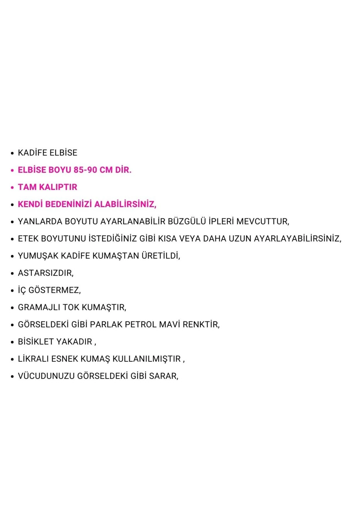 Kadın Kadife Elbise Bisiklet Yaka Parlak Gece Mavisi Kadife Kadın Elbise