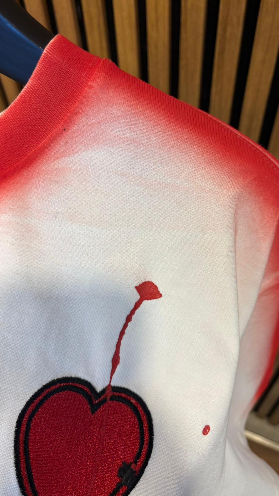 Erkek - Kadın Unisex Özel Ön- Arka Baskı ve A Kalp Nakış Tasarım T-shirt (A-SZR)