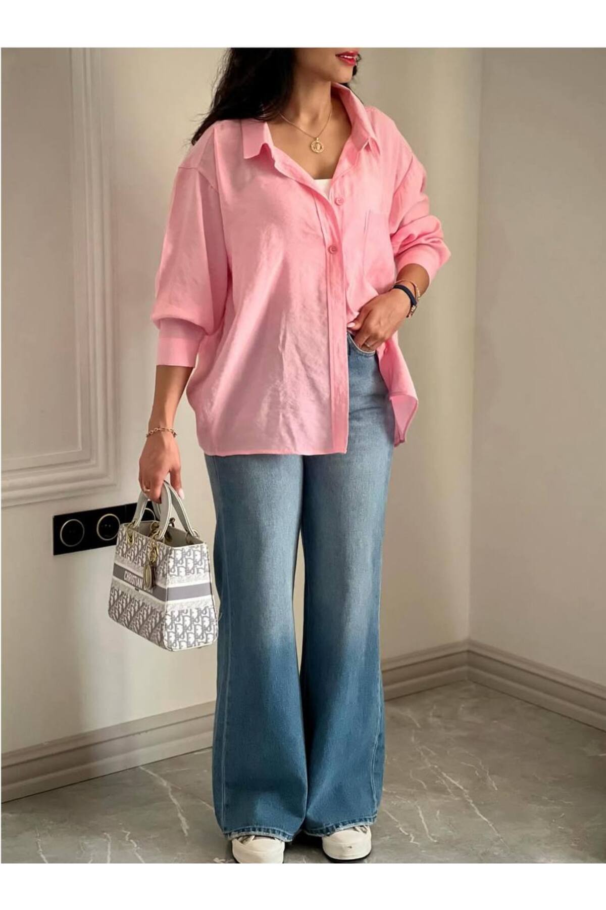 KADIN OVERSIZE MODAL GÖMLEK 75 CM