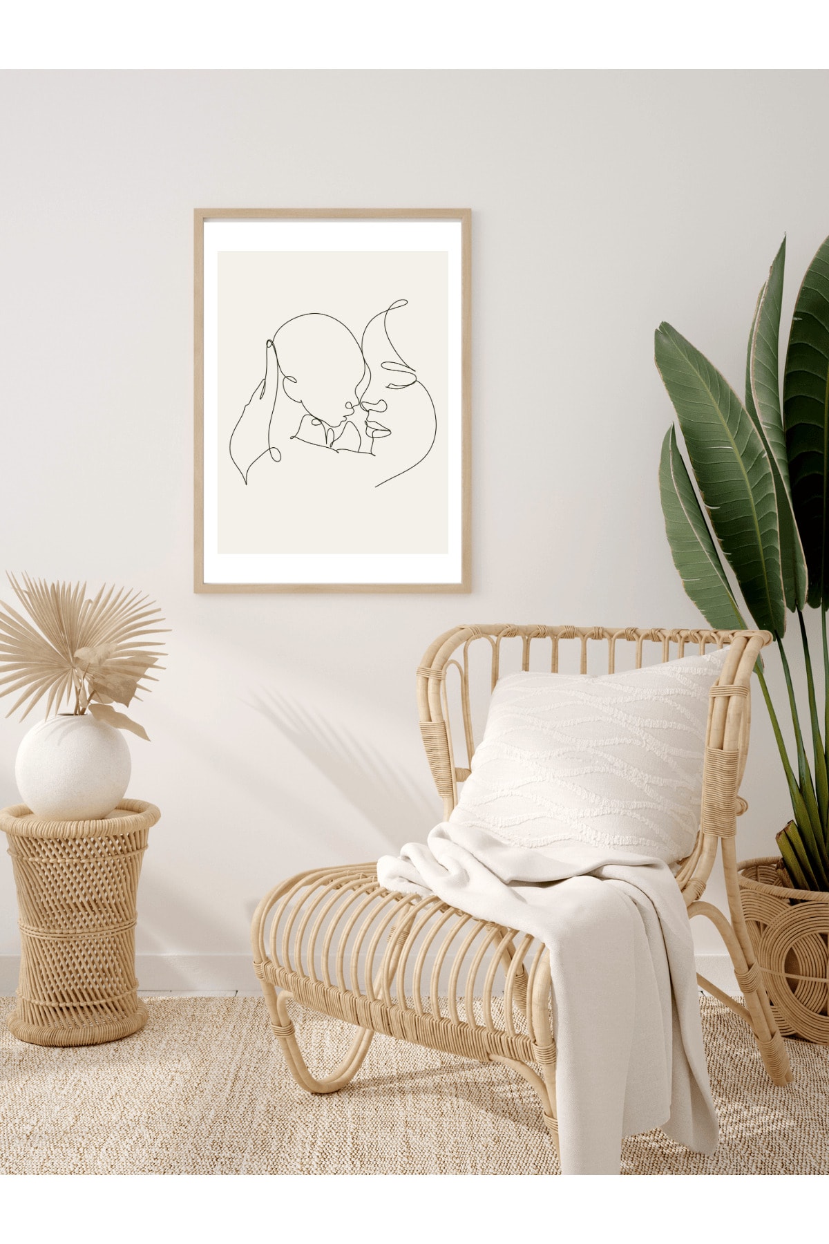 Anne ve Bebek Minimalist Tasarım Dekoratif Çerçevesiz Duvar Tablosu (POSTER)