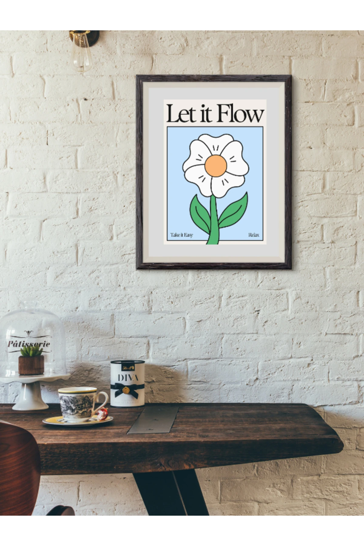 Let It Flow Dekoratif Çerçevesiz Duvar Tablosu (POSTER) Pinterest İllüstrasyon Tasarım