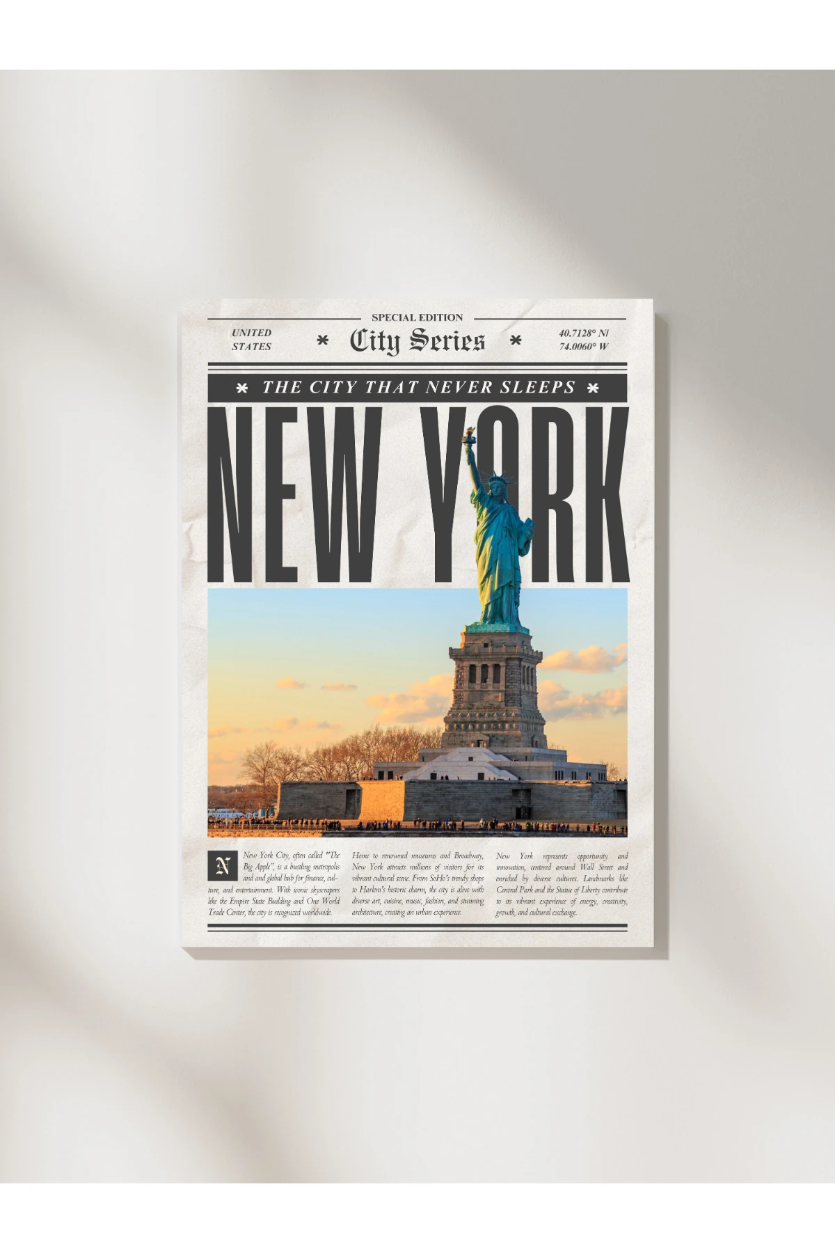 New York Gazete Pinterest Dekoratif Çerçevesiz Duvar Tablo Tasarım (POSTER)