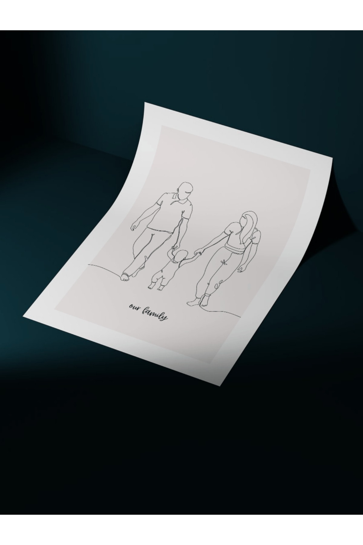 Ailemiz Our Family Minimalist Tasarım Dekoratif Çerçevesiz Duvar Tablosu (POSTER)