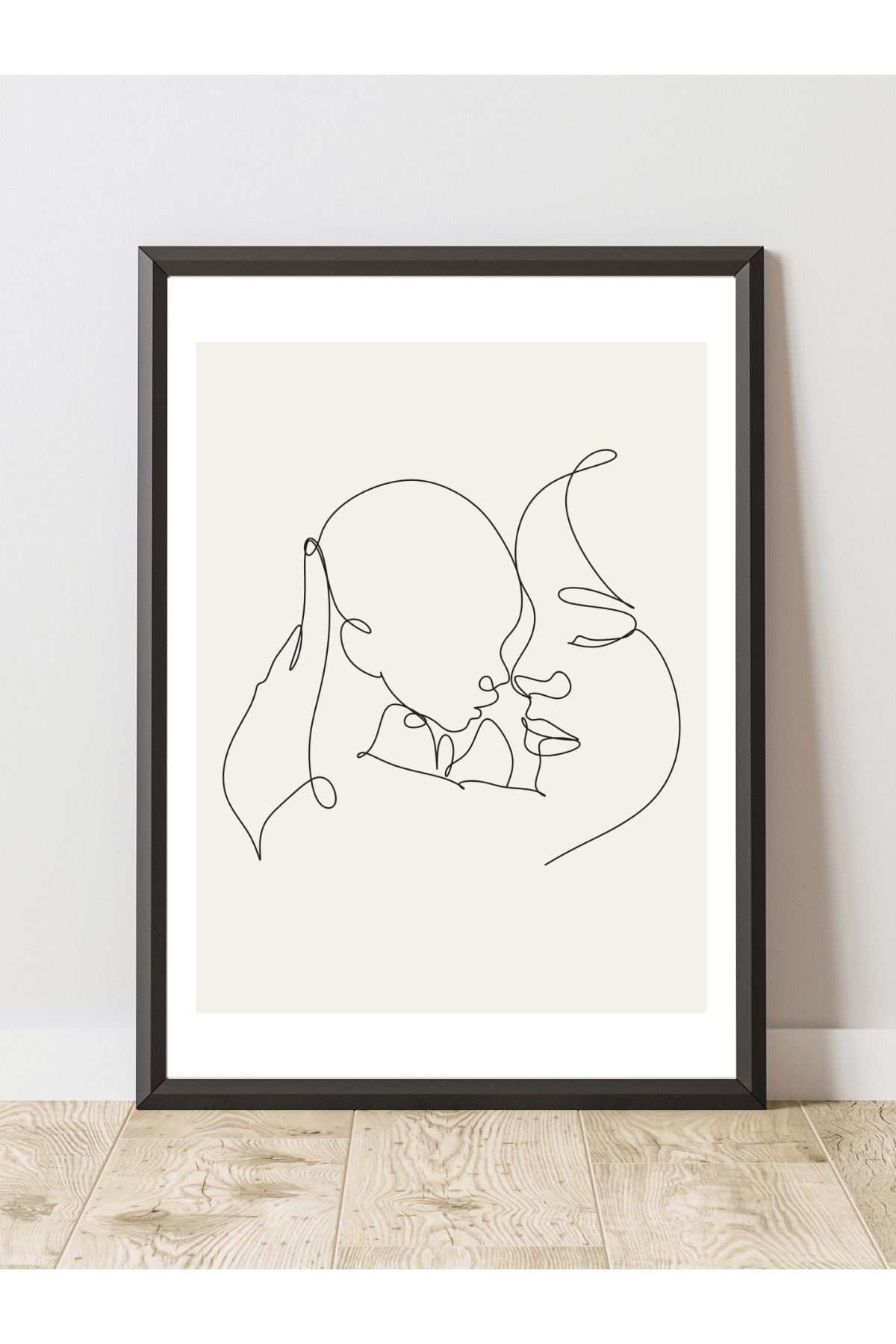 Anne ve Bebek Minimalist Tasarım Dekoratif Çerçevesiz Duvar Tablosu (POSTER)