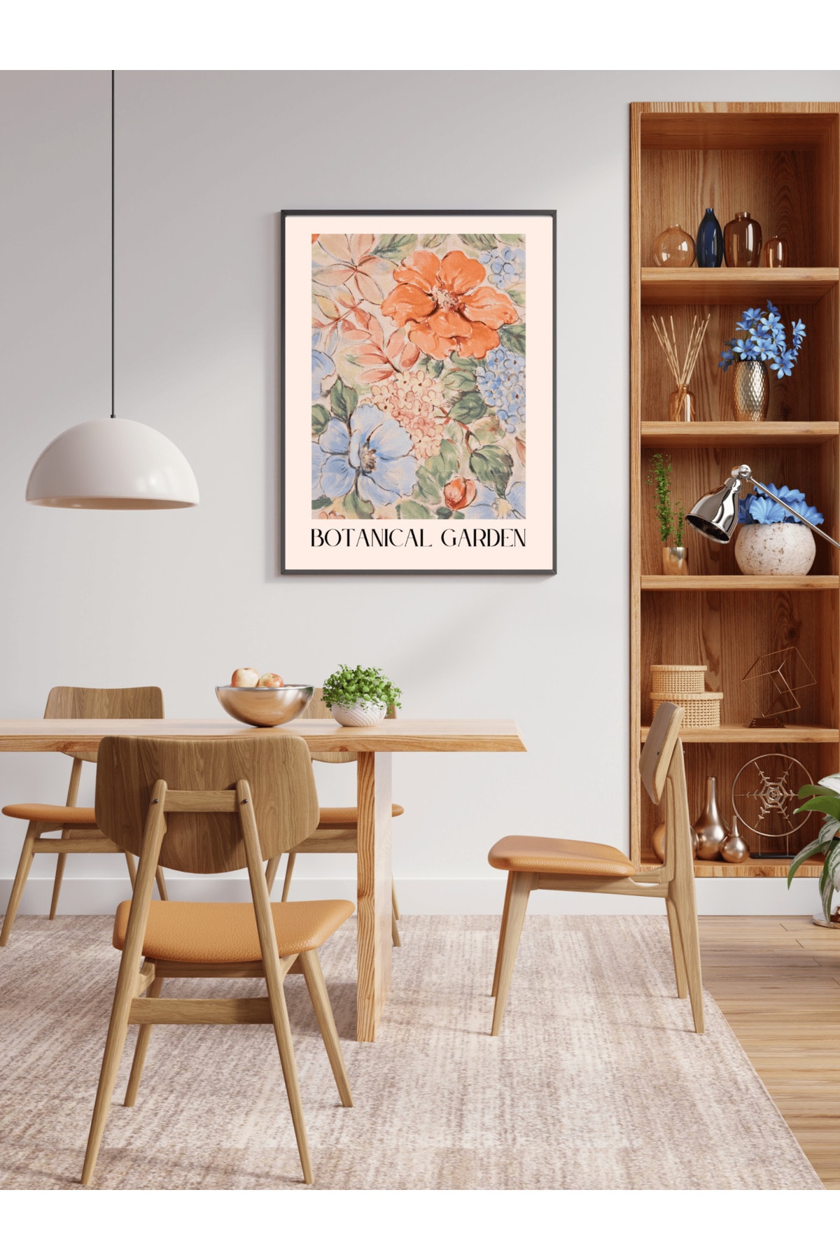 Botanical Garden Sulu Boya Tasarım Dekoratif Çerçevesiz Duvar Tablosu (POSTER)