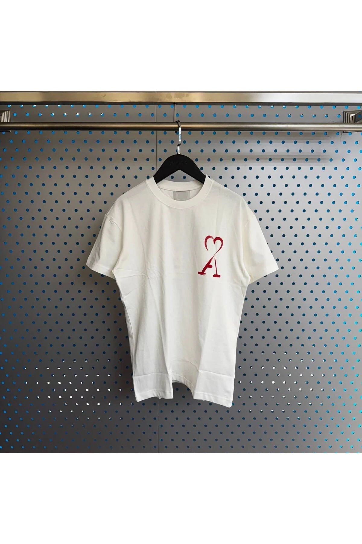 Erkek - Kadın Unisex Özel Kalp Baskı Tasarım T-shirt - Beyaz