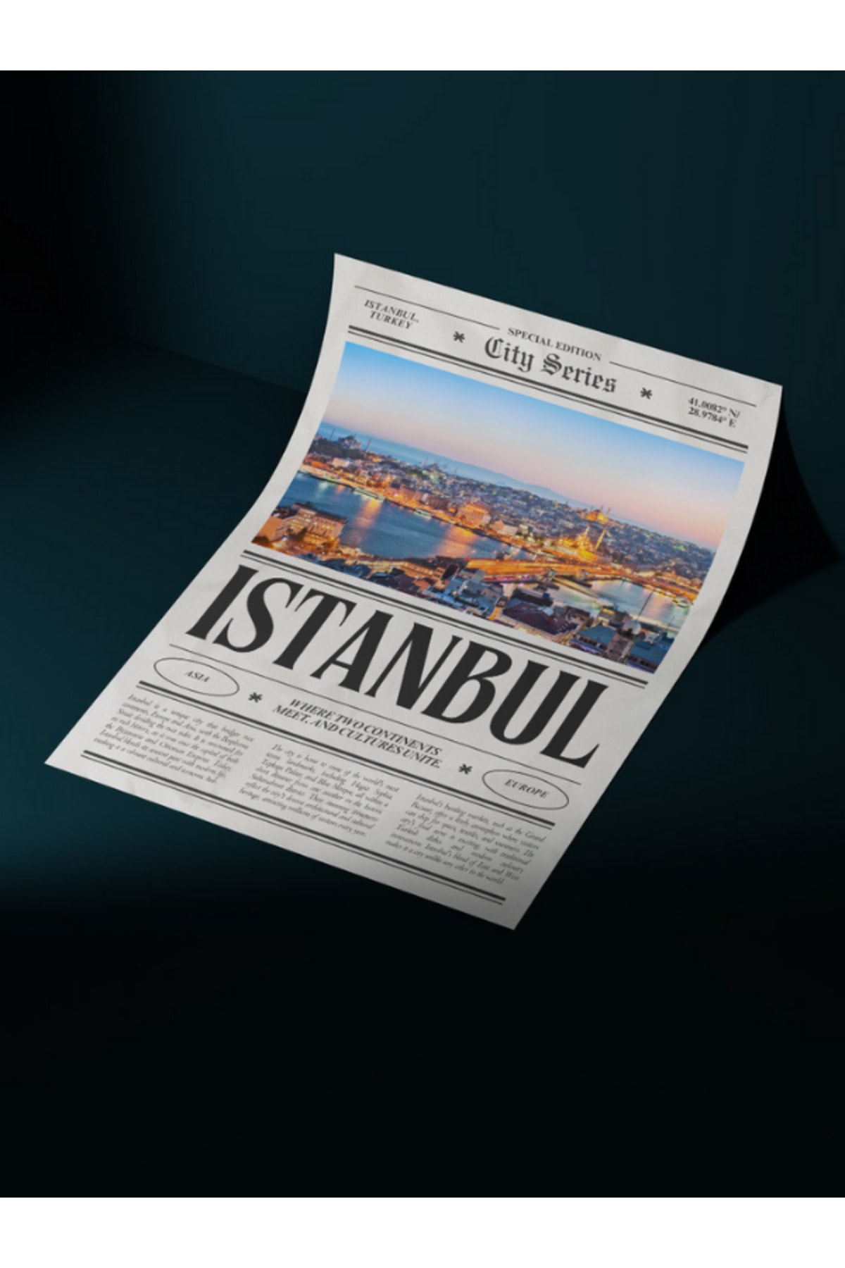 İstanbul Gazetesi Dekoratif Çerçevesiz Duvar Tablosu Pinterest Tasarım (POSTER)