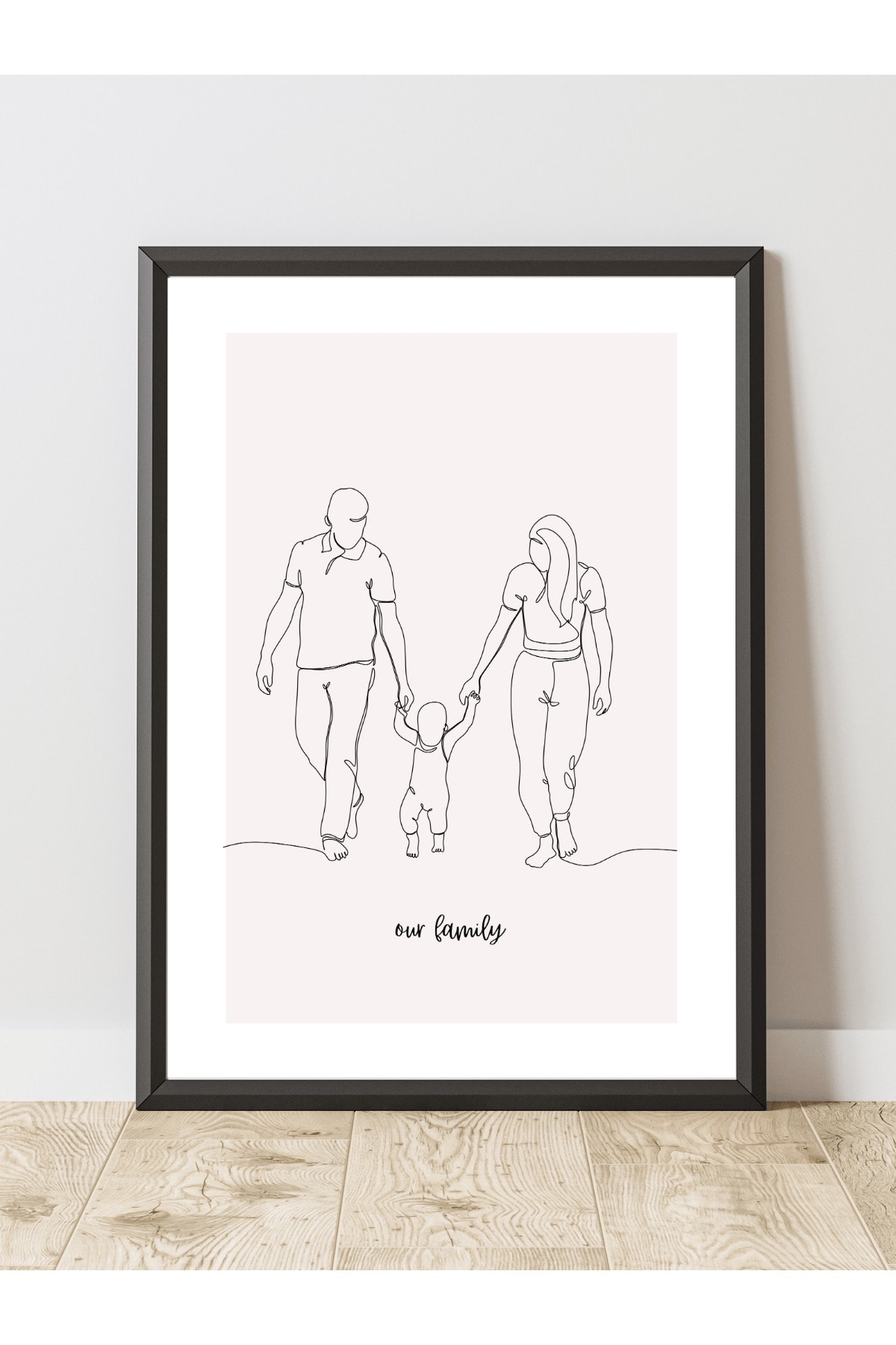 Ailemiz Our Family Minimalist Tasarım Dekoratif Çerçevesiz Duvar Tablosu (POSTER)
