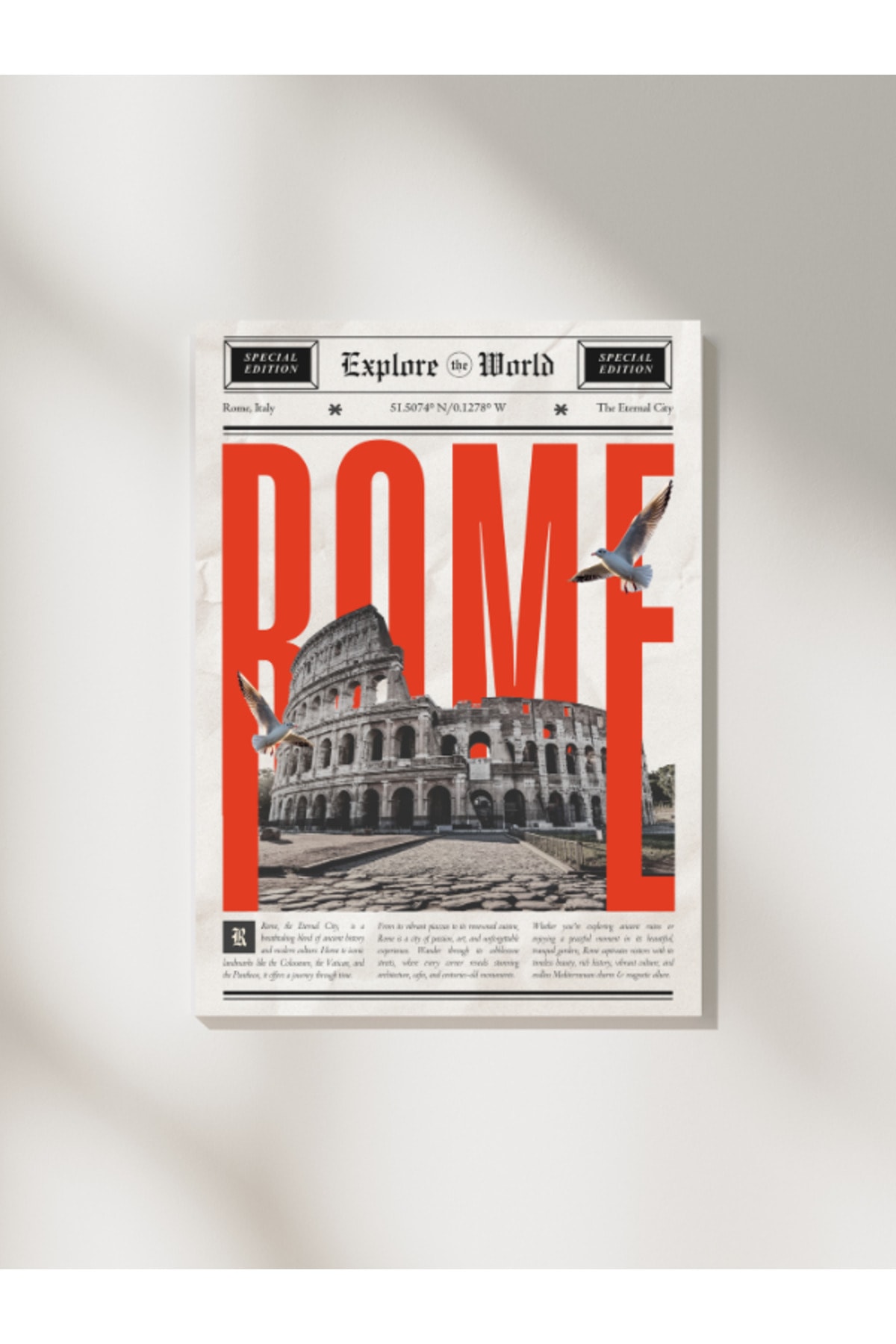 Rome Gazete Tasarım Pinterest  Dekoratif Çerçevesiz Duvar Tablosu (POSTER)