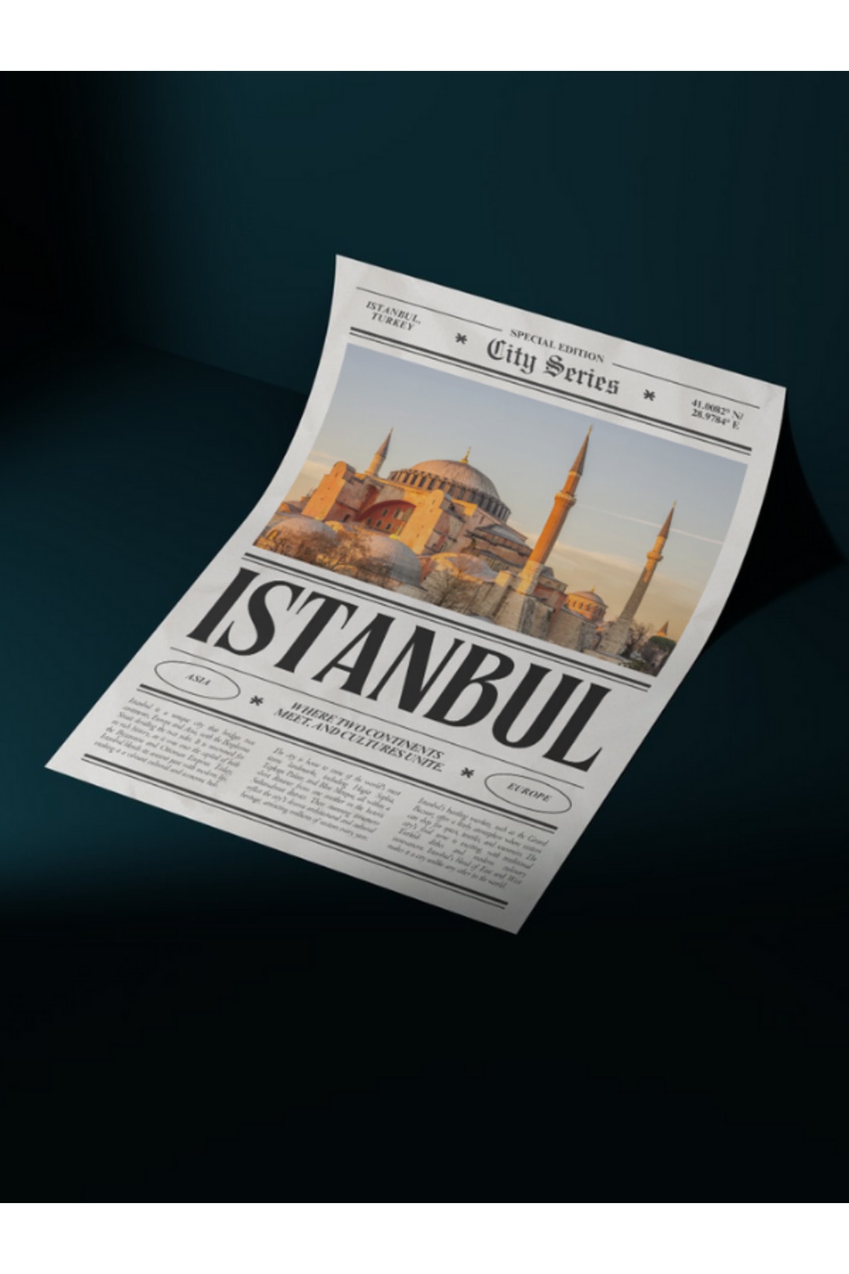 İstanbul Gazete Tasarım Pinterest Dekoratif Çerçevesiz Duvar Tablosu (POSTER)