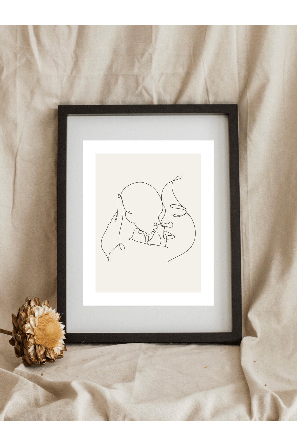 Anne ve Bebek Minimalist Tasarım Dekoratif Çerçevesiz Duvar Tablosu (POSTER)