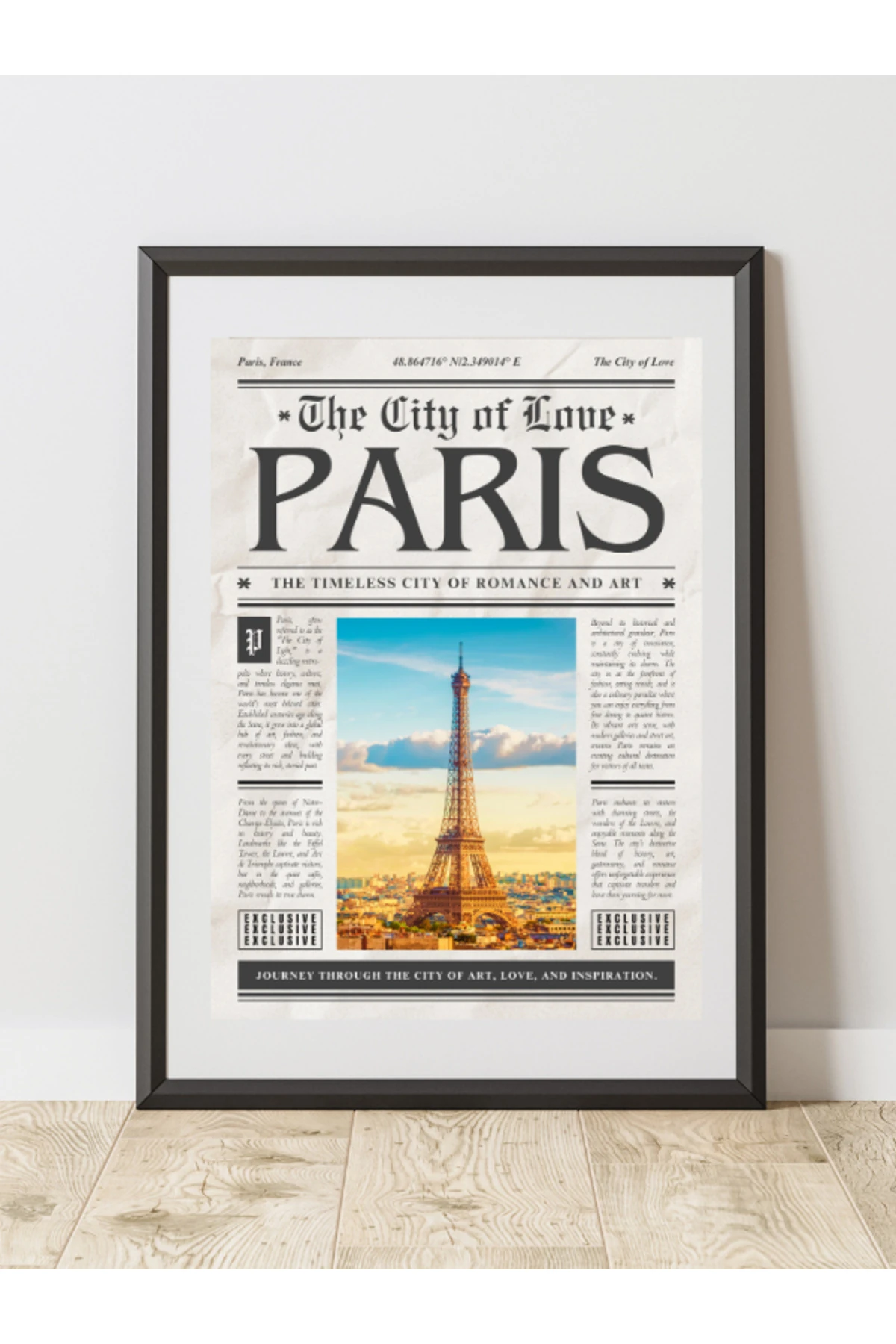 Paris Gazete Tasarım Pinterest Dekoratif Çerçevesiz Duvar Tablosu (POSTER)