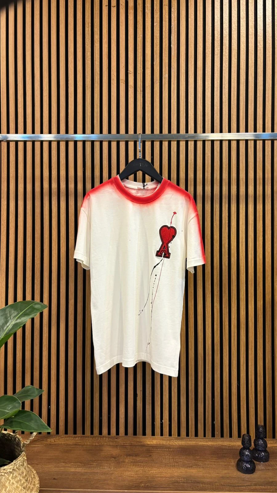 Erkek - Kadın Unisex Özel Ön- Arka Baskı ve A Kalp Nakış Tasarım T-shirt (A-SZR) - Beyaz