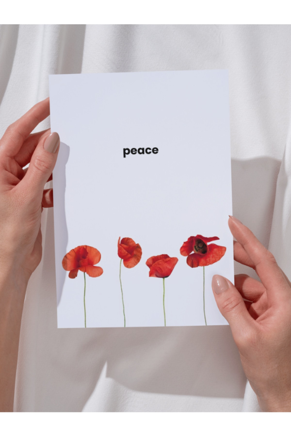 Peace - Huzur Çiçek Desenli Dekoratif Çerçevesiz Duvar Tablosu (Poster)