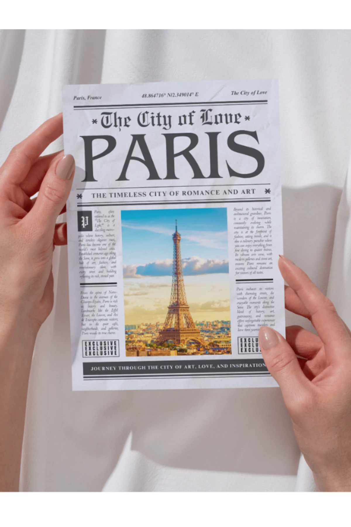 Paris Gazete Tasarım Pinterest Dekoratif Çerçevesiz Duvar Tablosu (POSTER)