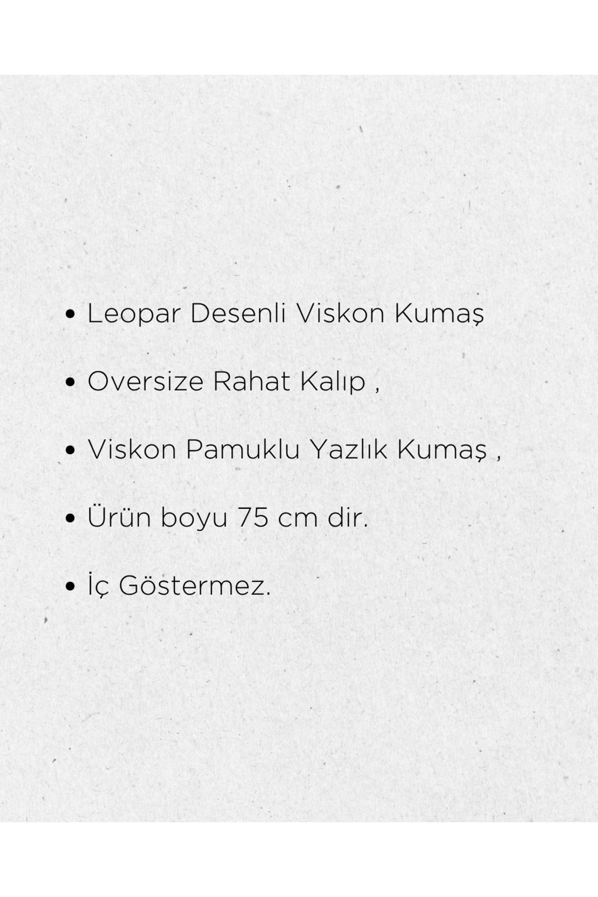 Leopar Desen Oversize Kadın Cep Detaylı Gömlek (Viskon Kumaş)