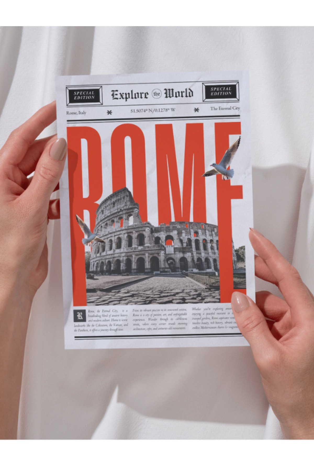 Rome Gazete Tasarım Pinterest  Dekoratif Çerçevesiz Duvar Tablosu (POSTER)